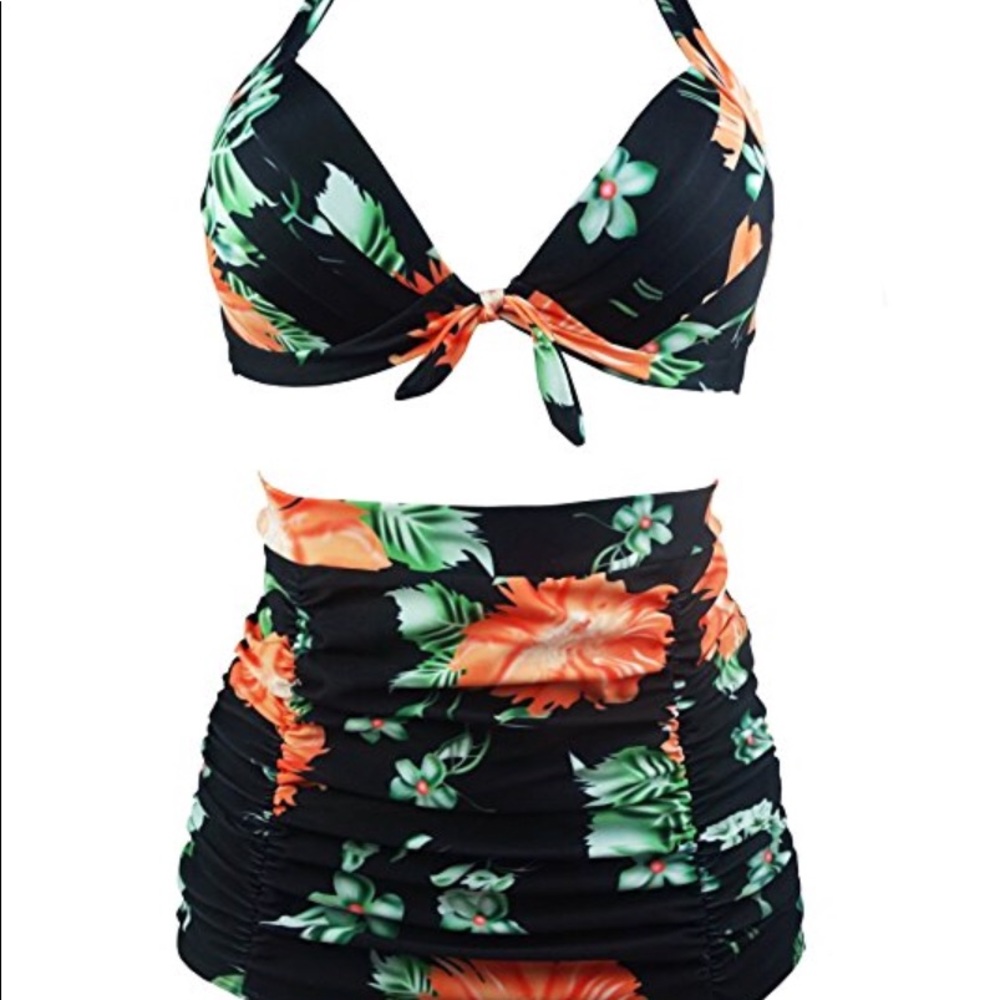 NWT Retro Women’s high waist bathing suit